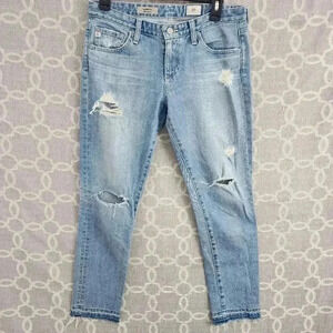 Ag Adriano Goldschmied The Ankle Slit Cigarette Distressed Raw hem Jeans 28